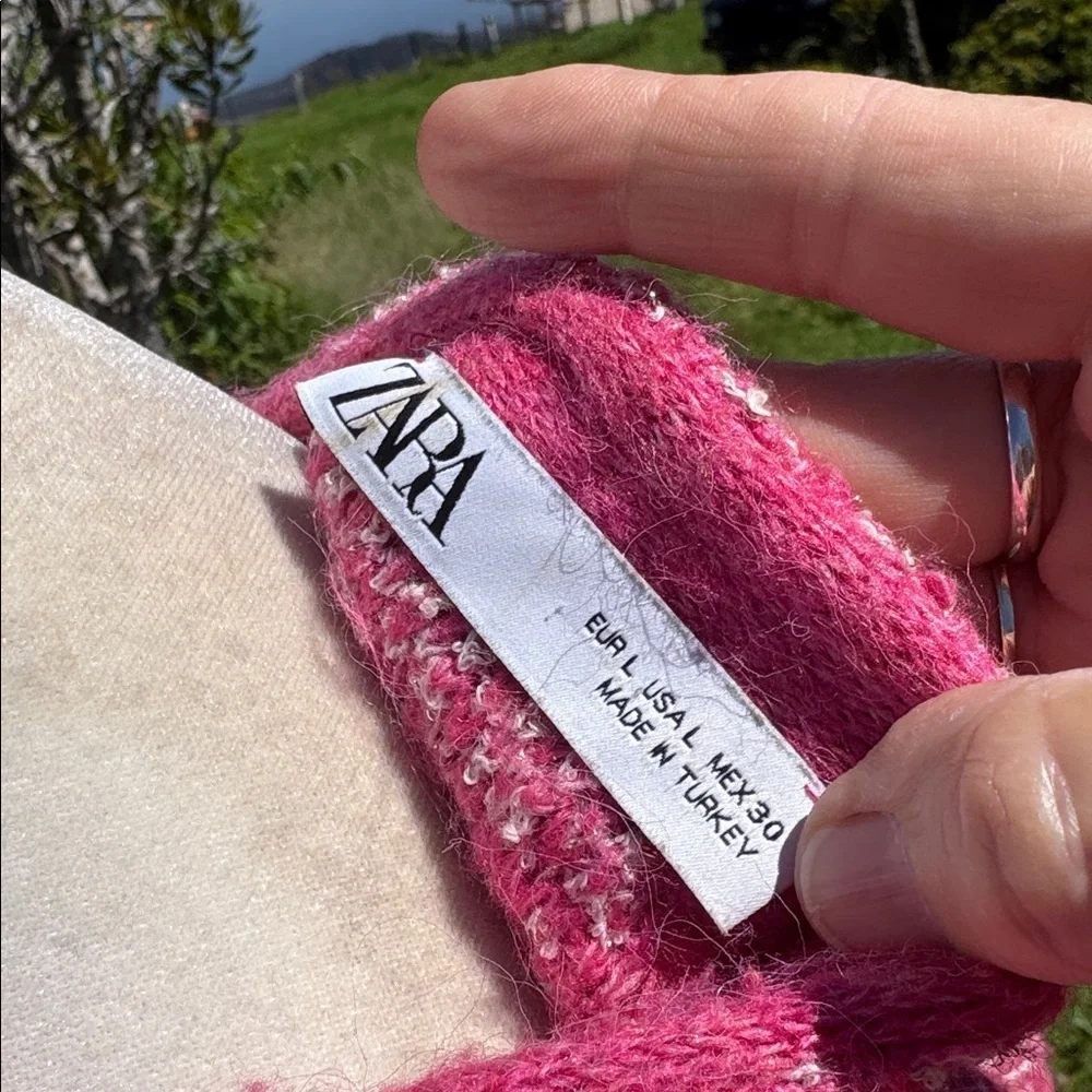 ZARA pink knit button-up cardigan sweater Jacket cropped Croquette - Picture 7 of 8